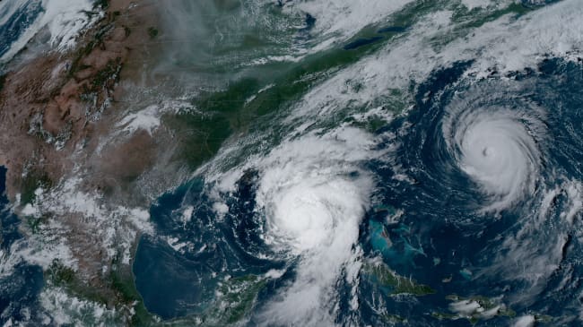 A satellite image of the tropical storm that is headed toward florida.