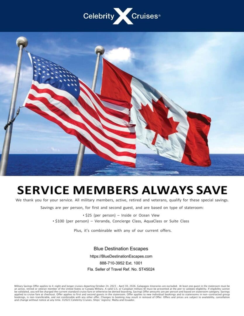 A flyer for the canadian and american flags.