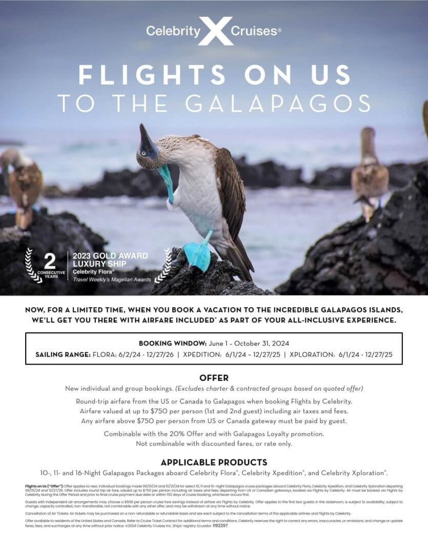 A flyer for the galapagos islands.